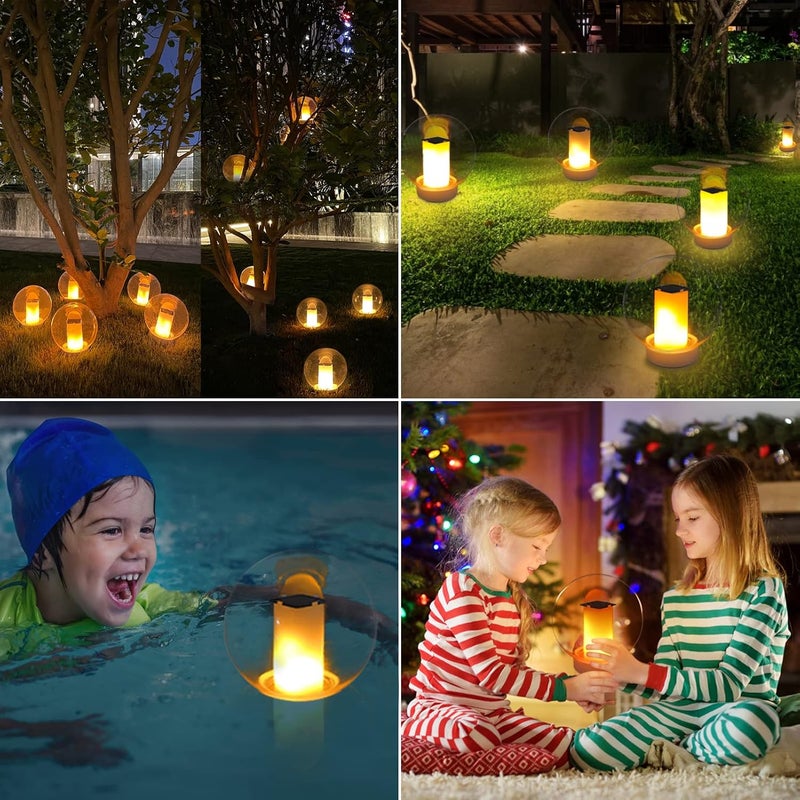LanPool Floating Pool Lights, Solar Flame Lights Flickering IP68 Waterproof Ball Night Light, Outdoor Lantern Landscape Decoration Lamp for Pool, Pond, Event, Party, Garden(2pcs) - Image 5
